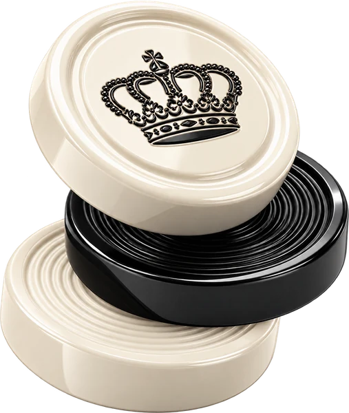 Stack of crowned draughts pieces