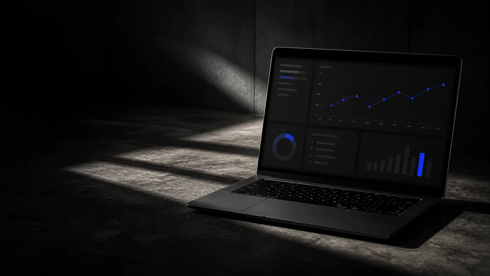 Laptop displaying an analytics dashboard